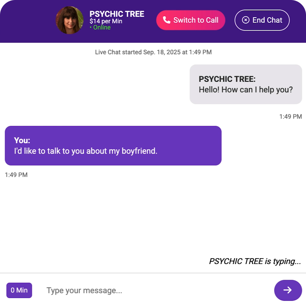 Psychic Chat Screen